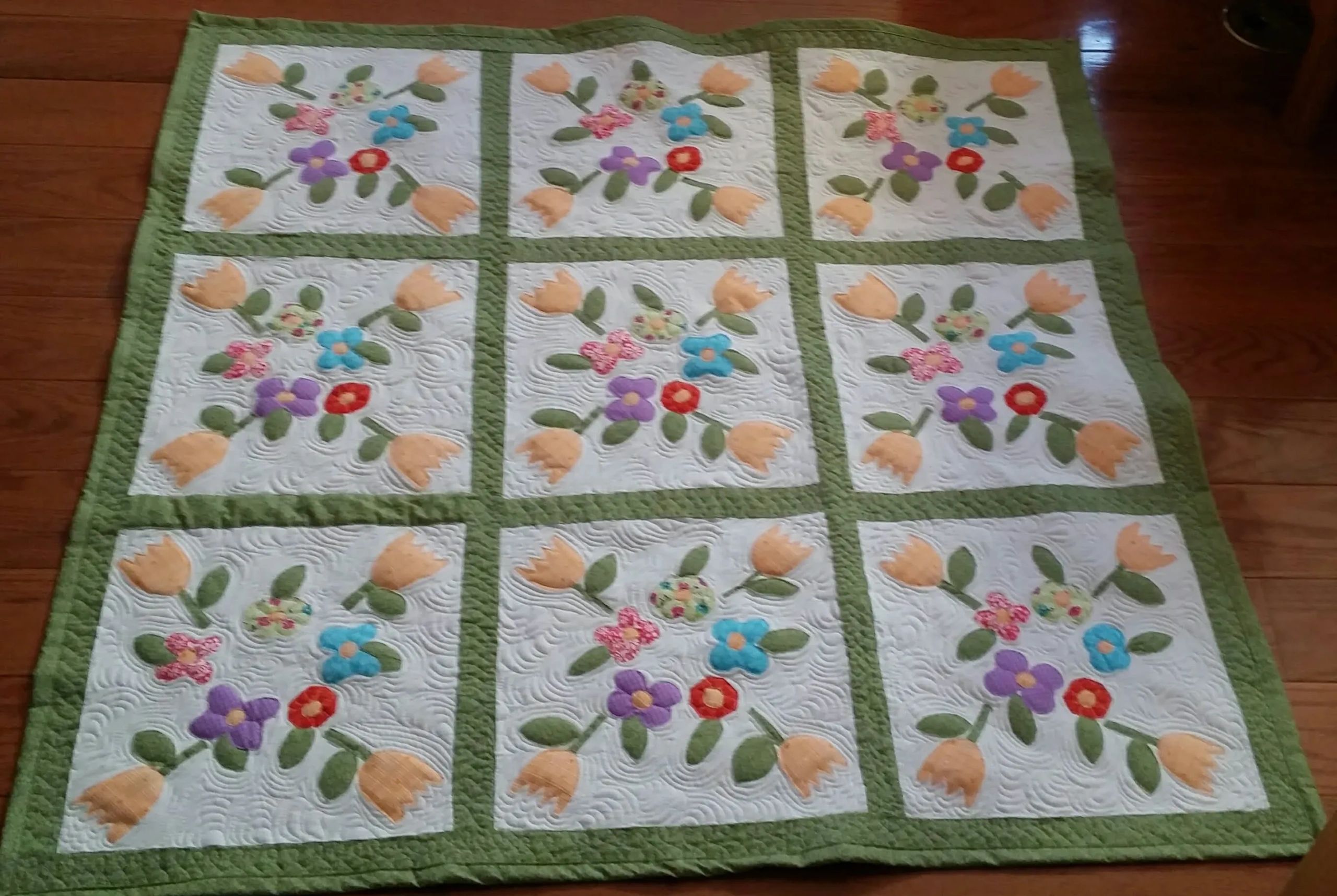 Scrappy quilted coasters in bright cotton fabrics — most popular handmade goods from Reading Well Handmade